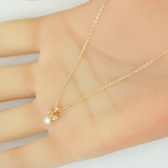 "Dainty Rose Gold Plated Necklace with Delicate Pearl Charm, XPNL0149 - Picture 7 of 14